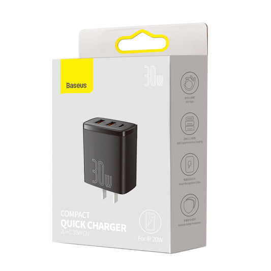 Baseus Compact Quick Charger 2U+C 30W – US Black