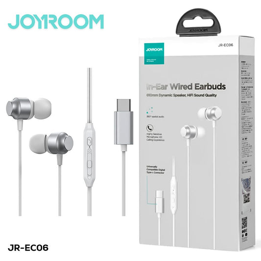 JOYROOM JR-EC06 TYPE-C Series In-Ear Metal Wired Earbuds-Dark Gray